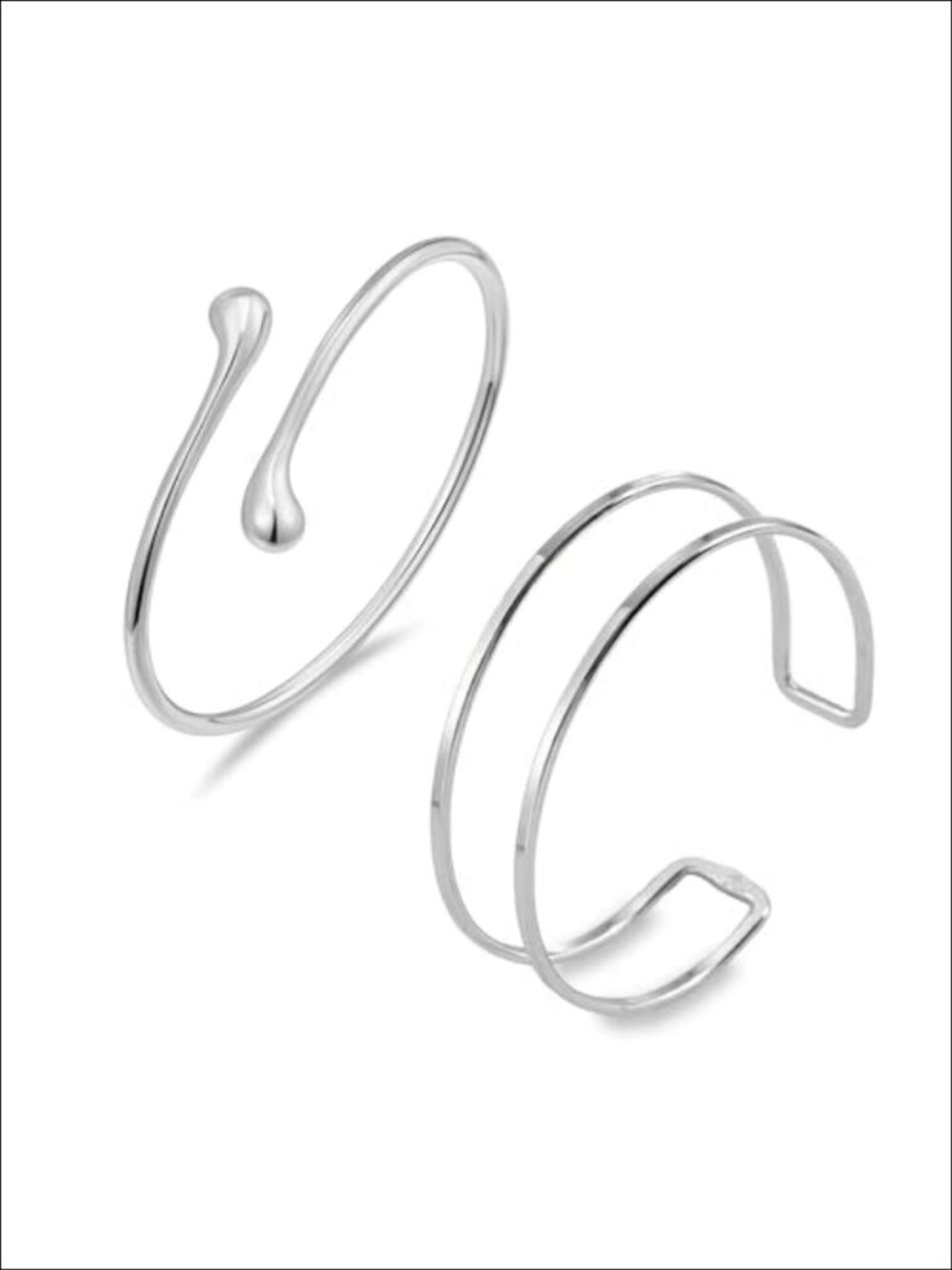 Adjustable Metal Upper Arm Cuff Bracelet Set Minimalist Boho Stackable Arm